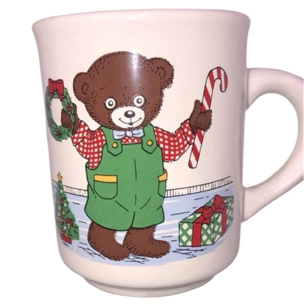 Vintage teddy bear Christmas coffee mug